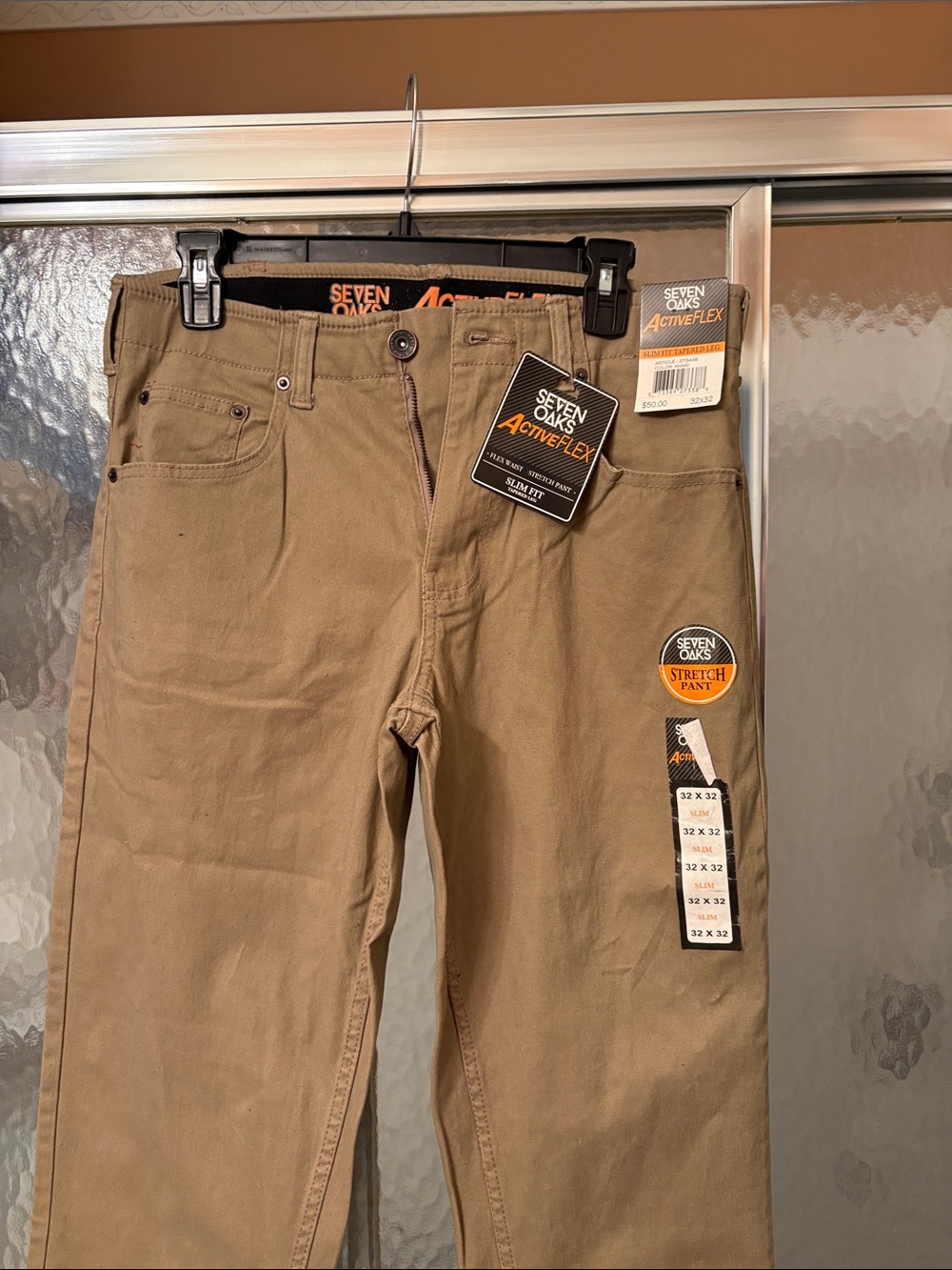 Seven Oaks ActiveFlex Men’s Slim Fit Stretch Pants - Khaki